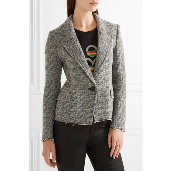 Isabel Marant Etoile Herringbone Wool Blend Blazer | Gray | SZ 8 - Picture 1 of 10